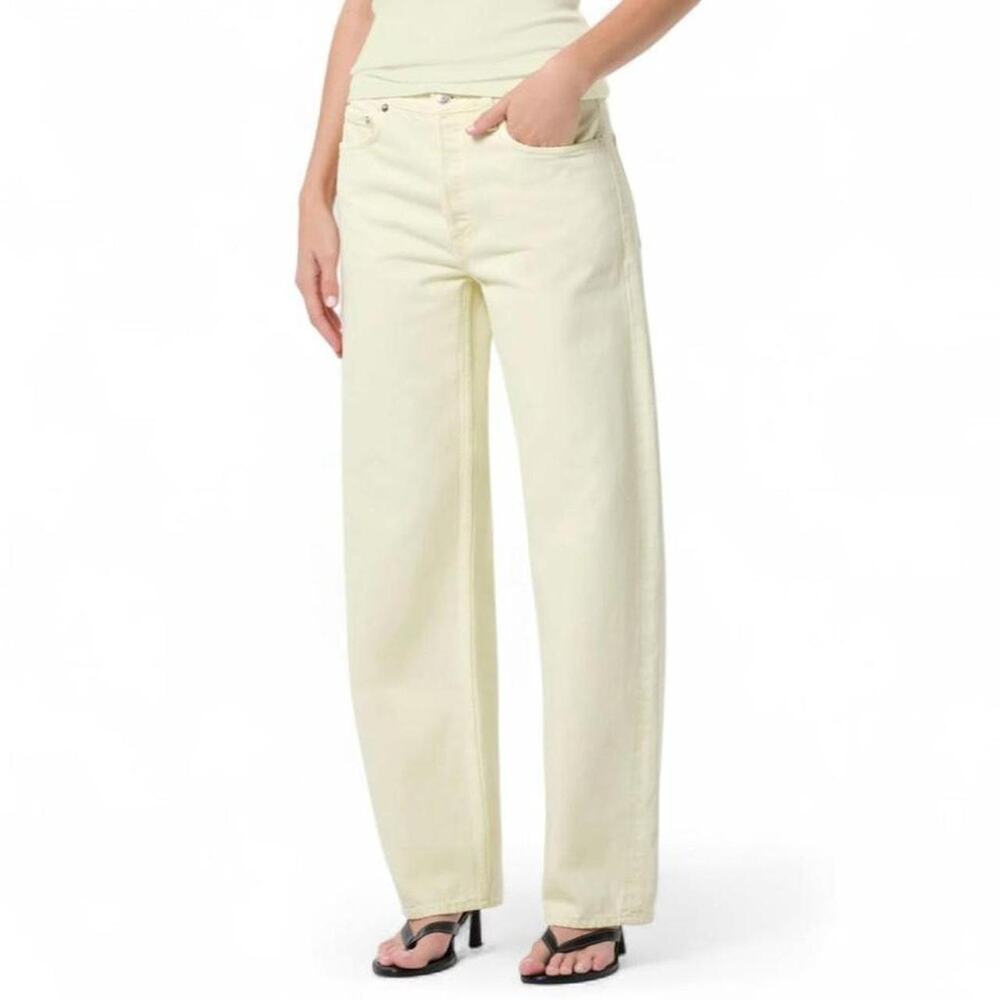 AGOLDE Arc Jean 32 Lemon Zest Pastel Yellow Size 27 Mid High Rise NWOT